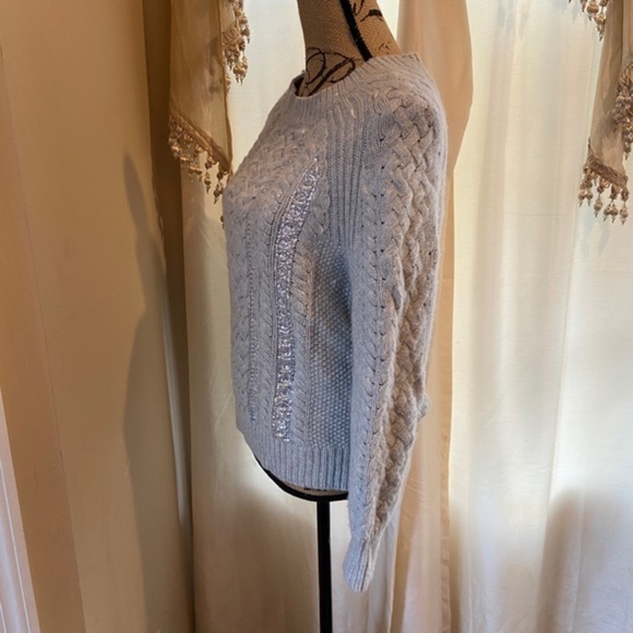 J.CREW Cable Knit Sequin Gray Sweater - Picture 4 of 14